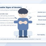 Professional illustration showing observable behavioral and physiological signs of anxiety